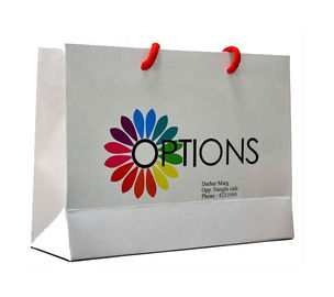 acheter Épaisseur de Customzied de sacs en papier de Papier d'emballage imprimée par blanc pour la promotion de société fabrication en ligne