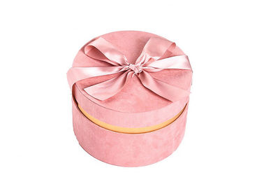 Boîte à bijoux ronde de velours de scintillement, boîte-cadeau de suède emboutissant le logo avec le ruban supérieur fournisseur