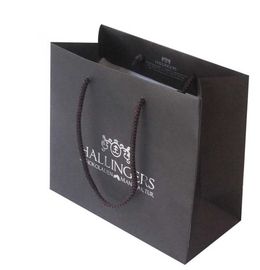 Petits sacs en papier noirs professionnels, sacs en papier personnalisés avec la poignée de ruban fournisseur