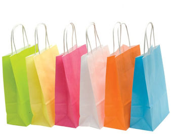 Sacs en papier colorés recyclables de Papier d'emballage, sacs en papier faits sur commande de Brown pour des magasins fournisseur