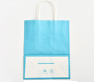 La couleur bleue a imprimé le logo de Customzied de sacs en papier de Papier d'emballage avec la poignée de papier tordue fournisseur