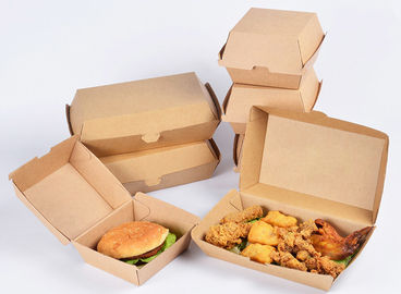 Boîte à hamburger de papier d'emballage de 2 tailles, épaisseur à emporter 250gsm de boîte à hamburger fournisseur