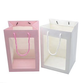 acheter Sacs de luxe d'emballage de cadeau de cordon, sac de papier de carton avec la fenêtre transparente fabrication en ligne