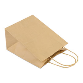 Sacs en papier personnalisés de Brown de fond plat avec la poignée de corde tordue par papier fournisseur