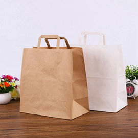 Corde plate favorable à l'environnement de main de sacs en papier de Papier d'emballage imprimée par coutume fournisseur