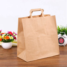 Corde plate favorable à l'environnement de main de sacs en papier de Papier d'emballage imprimée par coutume fournisseur