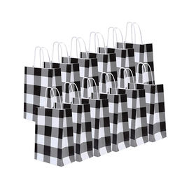 Les sacs de transporteur imprimés par coutume de modèle de grille, cadeau de papier de Brown met en sac la taille 16 x 8 x 22 cm fournisseur