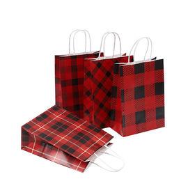 Les sacs de transporteur imprimés par coutume de modèle de grille, cadeau de papier de Brown met en sac la taille 16 x 8 x 22 cm fournisseur