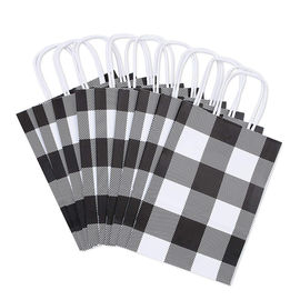 Les sacs de transporteur imprimés par coutume de modèle de grille, cadeau de papier de Brown met en sac la taille 16 x 8 x 22 cm fournisseur