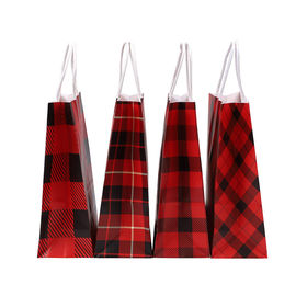 Les sacs de transporteur imprimés par coutume de modèle de grille, cadeau de papier de Brown met en sac la taille 16 x 8 x 22 cm fournisseur