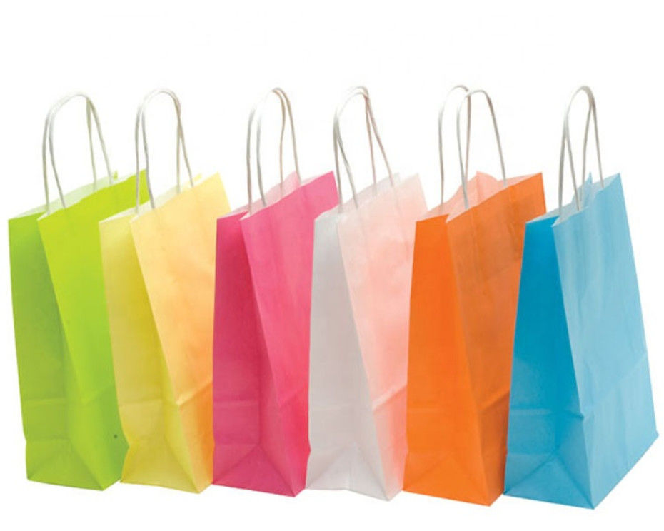 Sacs en papier colorés recyclables de Papier d'emballage, sacs en papier faits sur commande de Brown pour des magasins fournisseur