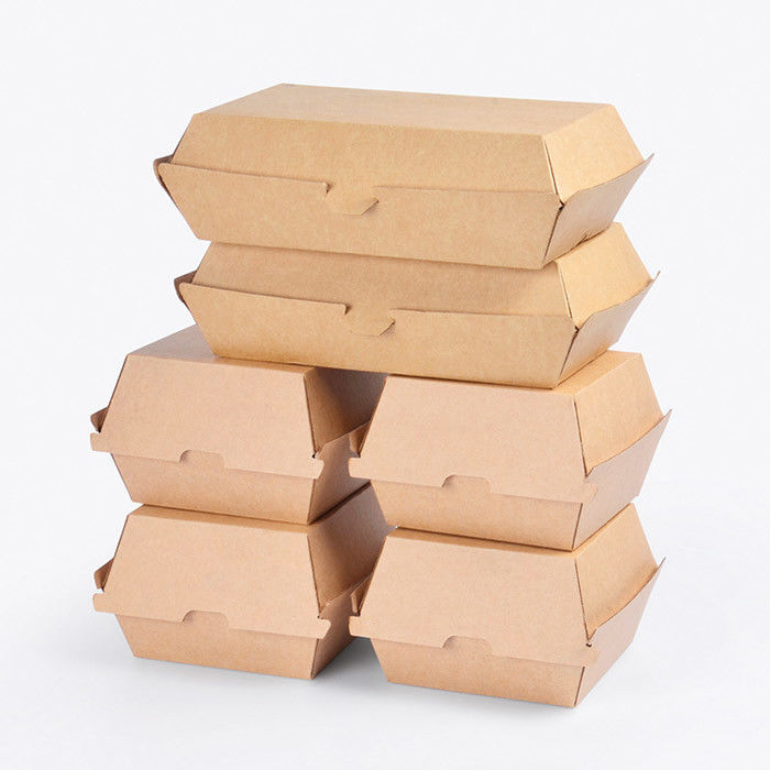 Boîte à hamburger de papier d'emballage de 2 tailles, épaisseur à emporter 250gsm de boîte à hamburger fournisseur
