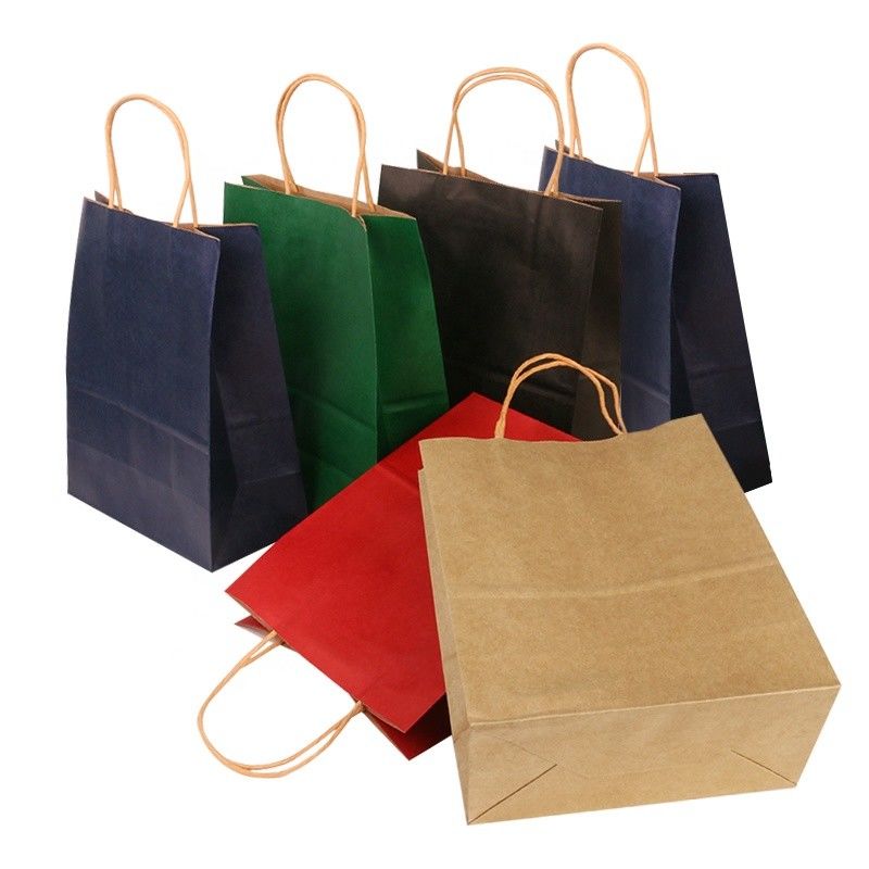 Sacs en papier personnalisés de Brown de fond plat avec la poignée de corde tordue par papier fournisseur
