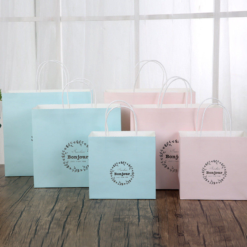 Bleu-clair/rose a personnalisé le matériel blanc de papier de papier des sacs 150gsm emballage de cadeau fournisseur
